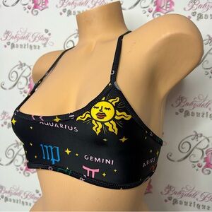 Hoaka swimwear horoscope top sun ☀️ criss cross back black multicolor 🌈 boho